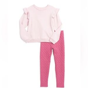Splendid Kids' Hibiscus Heart Ruffle Top & Textured Leggings Set